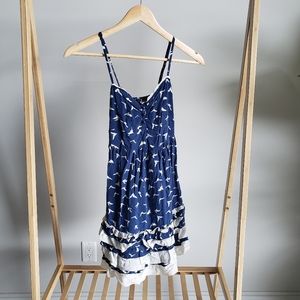 Blue/Cream Bird Sundress